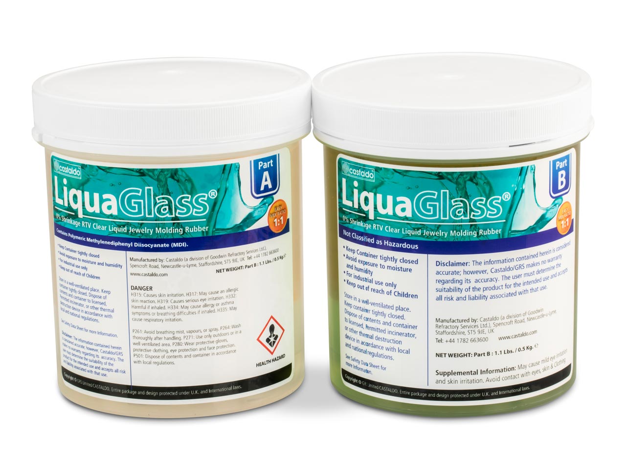 Castaldo LiquaGlass, RTV Liquid Moulding Rubber, Clear, 1kg, Blue/green Questions & Answers