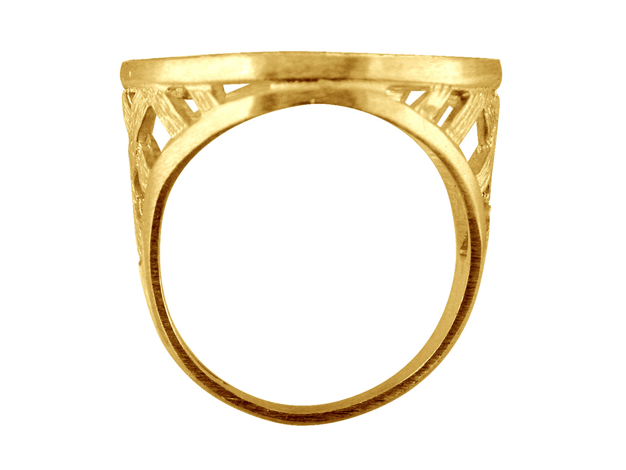 9ct Yellow Gold Full Sovereign Ring 4 Claw Bezel Hallmarked Size Z Latticed Shoulders Questions & Answers