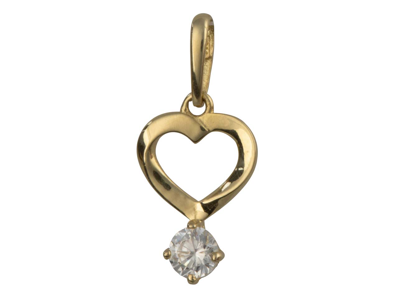 9ct Yellow Gold Heart Outline Pendant With Cubic Zirconia Drop Questions & Answers