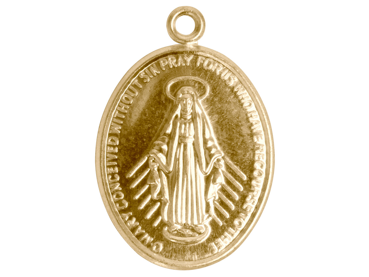 9ct Yellow Gold Pendant Miraculous Medal Pendant, 23.5mm X 0.8mm. Double Sided, Our Lady Of Graces Medal, 100% Recycled Gold 100% Recycled Gold Questions & Answers
