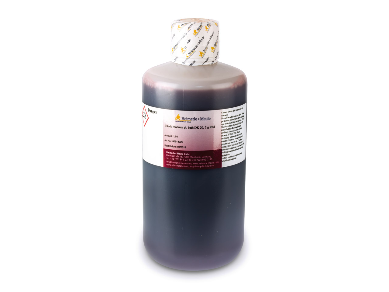 Do you have a safety data sheet for Heimerle + Meule Black Rhodium Plating Solution Ready Mix 1 Litre 2g Rh/l UN3264?