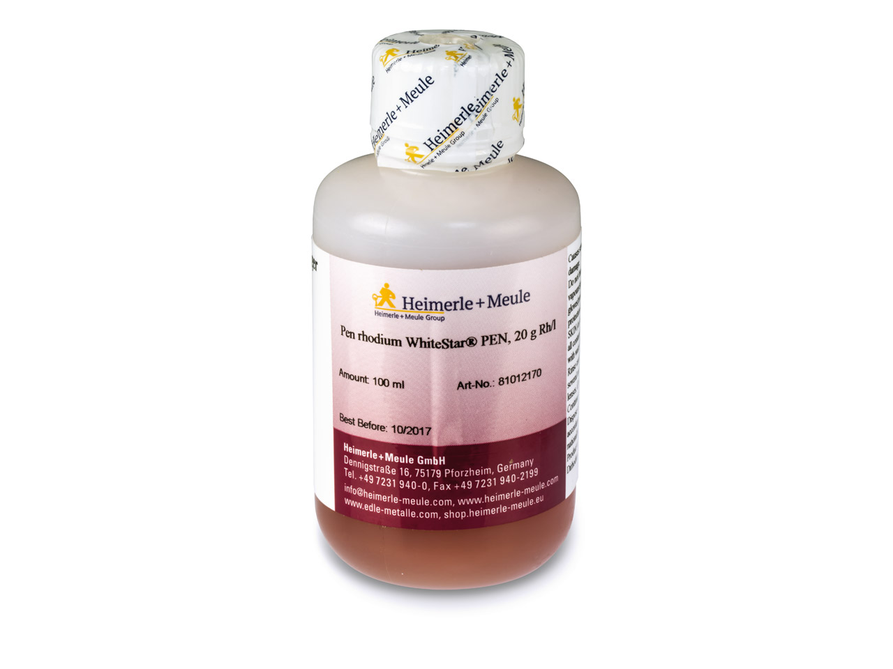 Do you have a safety data sheet for Heimerle + Meule Rhodium Pen Plating Solution Whitestar 100ml UN3264?