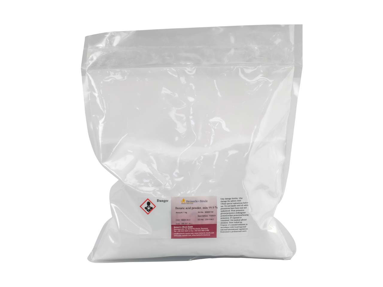 Do you have a safety data sheet for Heimerle + Meule Boric Acid Powder, 1kg?