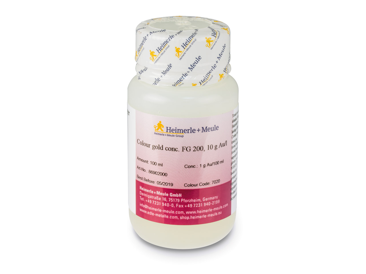Do you have a safety data sheet for Heimerle + Meule Gold Plating Solution Concentrate 100ml 1g Au/100ml 18ct Fg7020, Un1935?