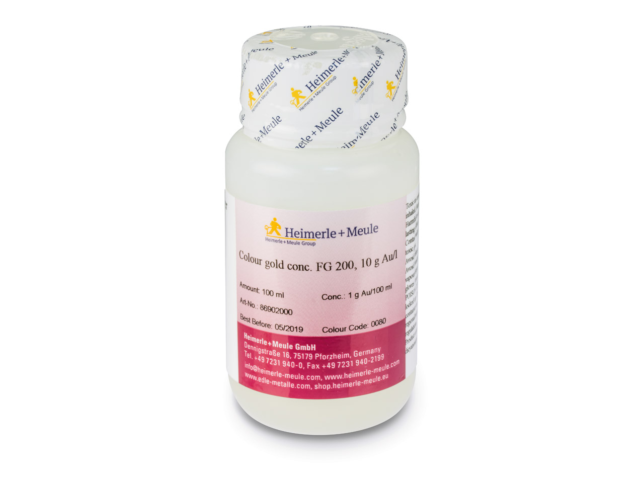 Do you have a safety data sheet for Heimerle + Meule Gold Plating Solution Concentrate 100ml 1g Au/100ml 18ct Rose Fg0080, Un1935?