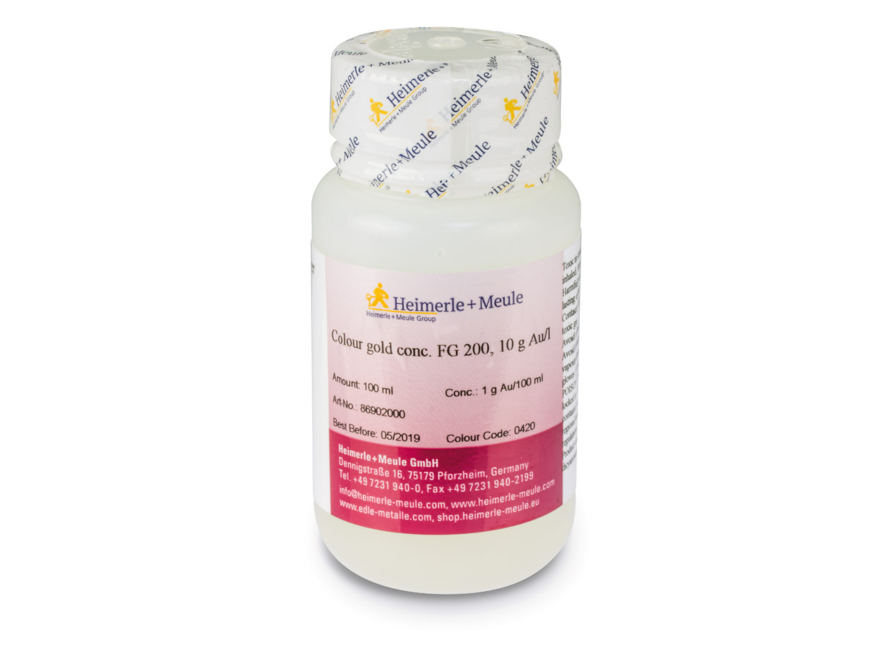 Do you have a safety data sheet for Heimerle + Meule Gold Plating Solution Concentrate 100ml 1g Au/100ml 9ct Yellow F0420, Un1935?