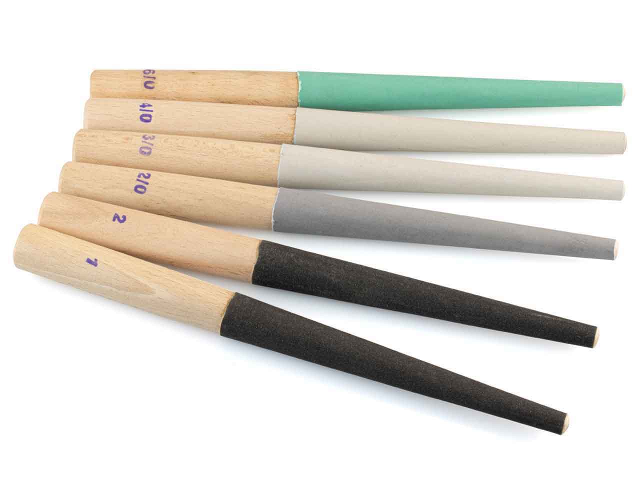 Tapered Round Emery Stick Set, No. 2, 1, 2/0, 3/0, 4/0, 6/0 Questions & Answers