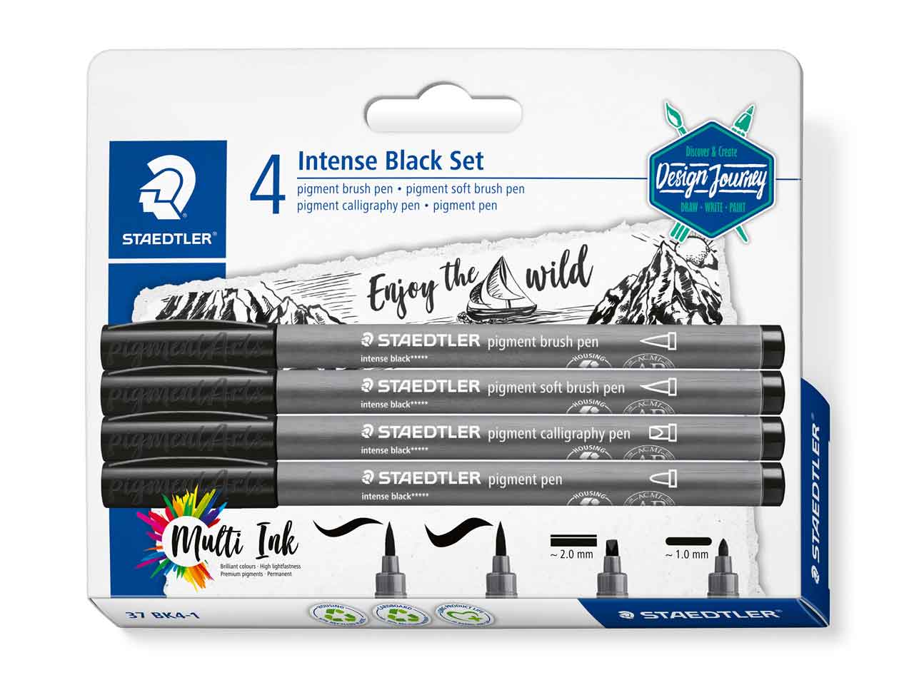 Staedtler Pigment Arts, Set Of 4 Intense Black Pens With Assorted Nibs Questions & Answers